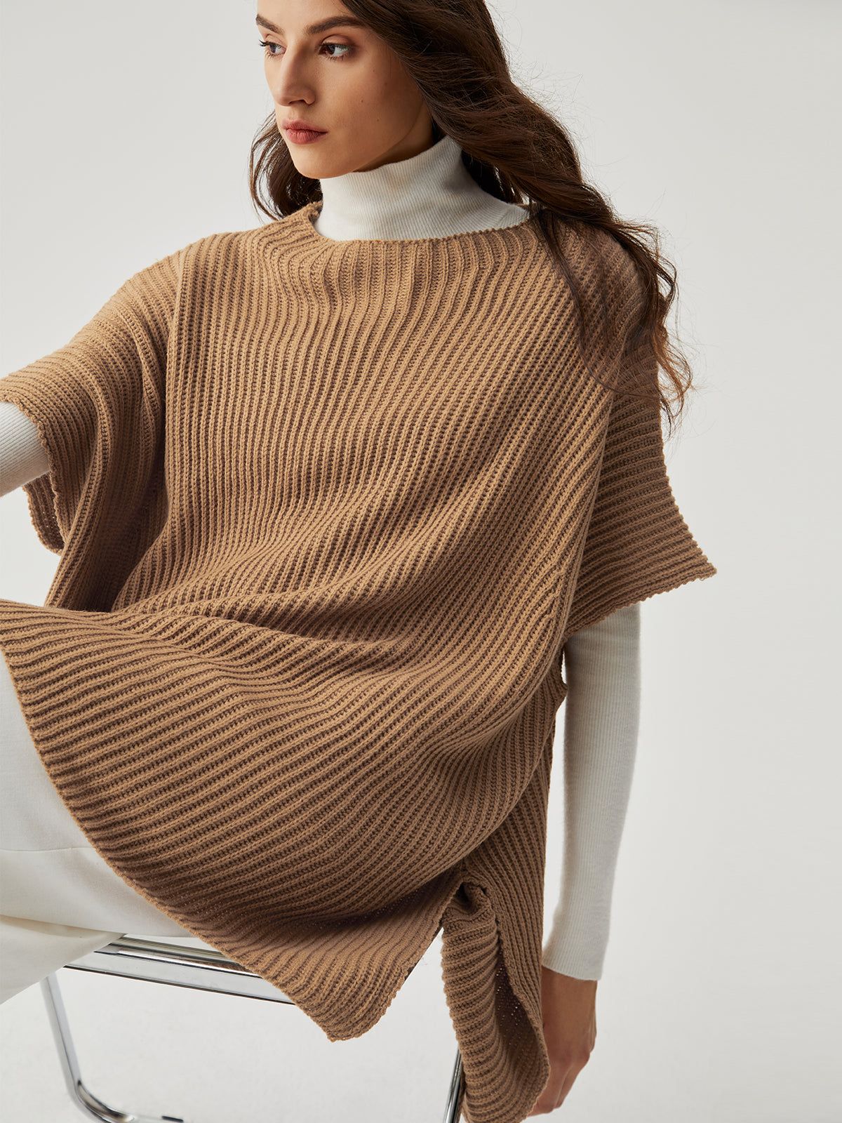 Oversized Ribbed Knit Split Sweater Vest sold by COMMENSE product image thumbnail 2