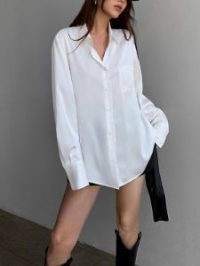 Satin Button Down Shirt sold by COMMENSE
