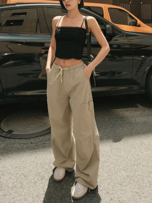 Street Drawstring Cargo Pants sold by COMMENSE