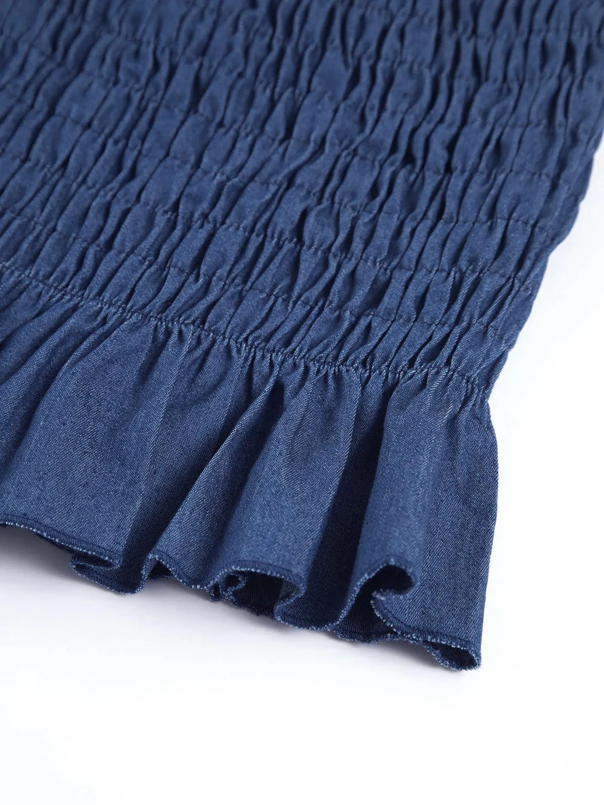 Vintage Denim Flower Detail Ruffle Corset Top sold by COMMENSE product image thumbnail 3