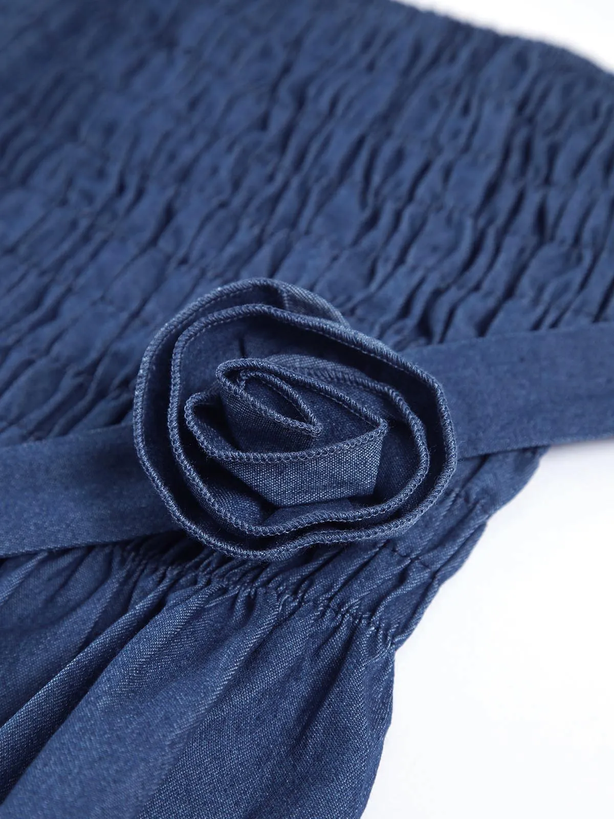 Vintage Denim Flower Detail Ruffle Corset Top sold by COMMENSE product image thumbnail 4