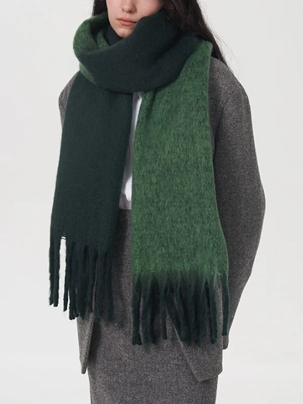 Contrast Color Tassel Warm Scarf sold by COMMENSE
