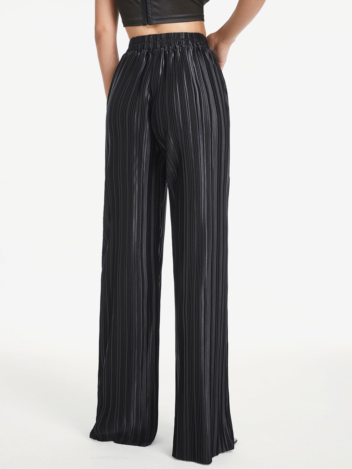 High Waisted Shimmer Pleated Palazzo Pants sold by COMMENSE product image thumbnail 4
