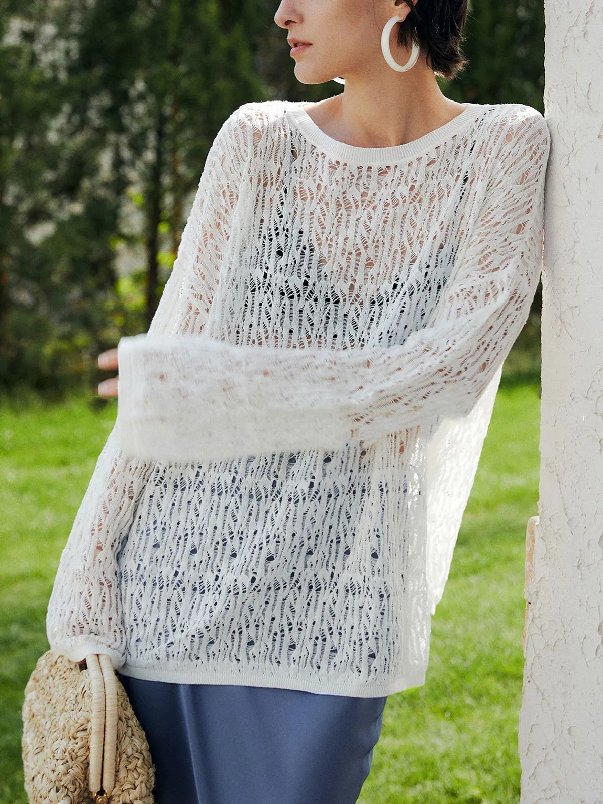 Sheer Long Sleeve Sweater sold by COMMENSE product image thumbnail 4
