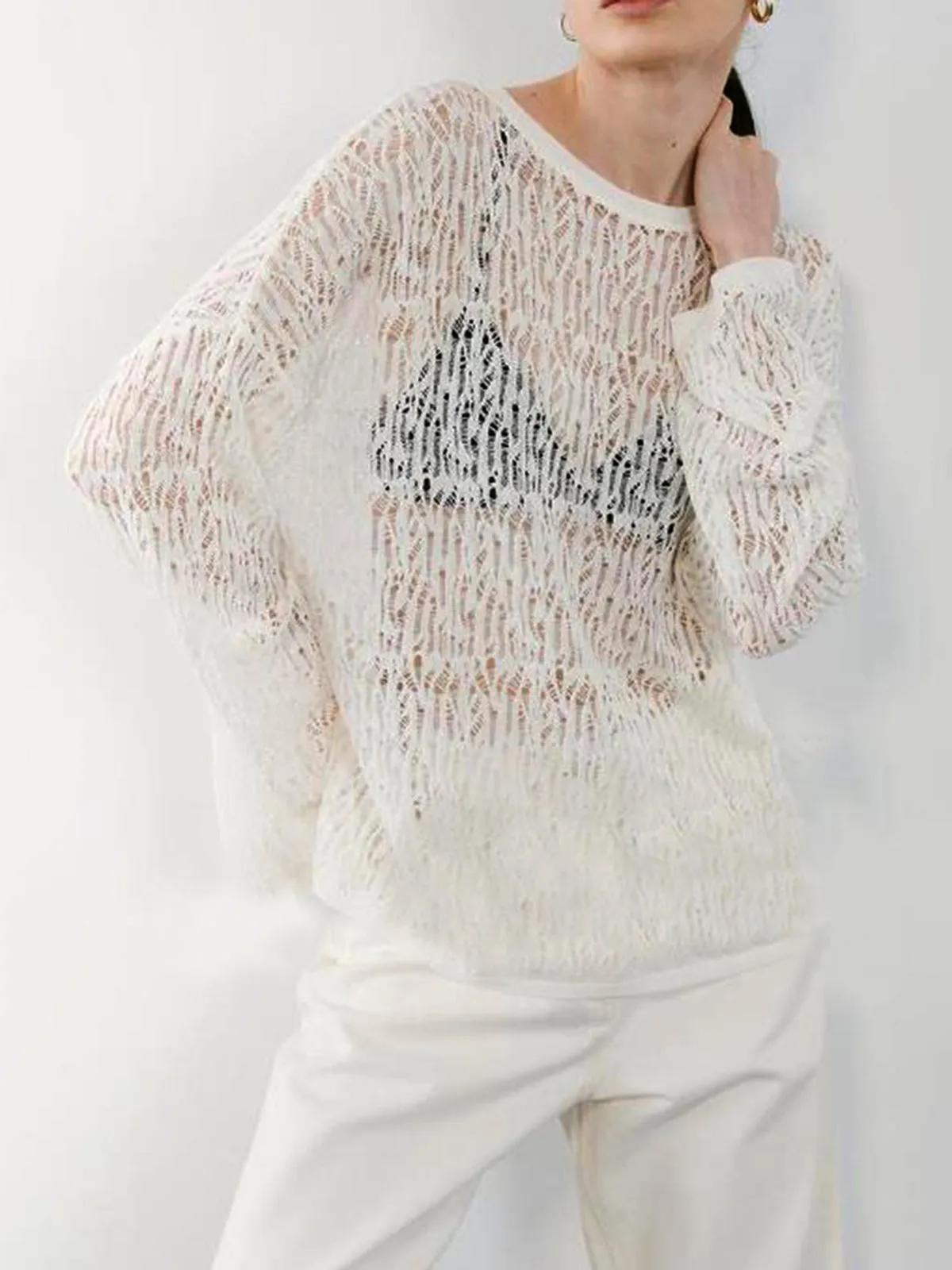Sheer Long Sleeve Sweater sold by COMMENSE product image thumbnail 2