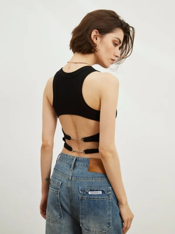 Back Chain Crop Tank Top sold by COMMENSE