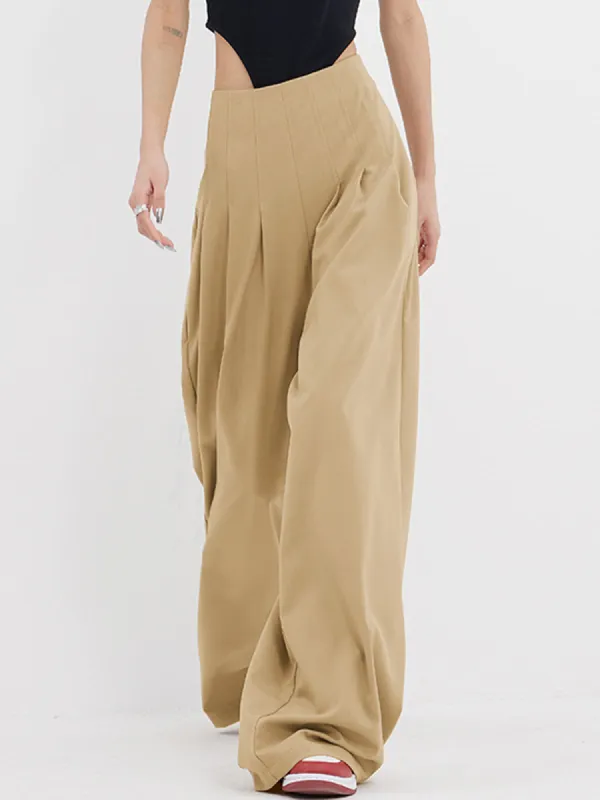 Street Oversized Pleat Wide Leg Pants sold by COMMENSE