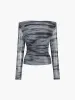 Tie Dye Off Shoulder Mesh Long Sleeve Shirt sold by COMMENSE