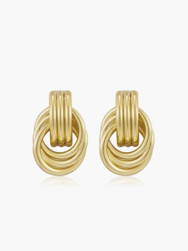Gold Tone Multi Ring Drop Earrings sold by COMMENSE