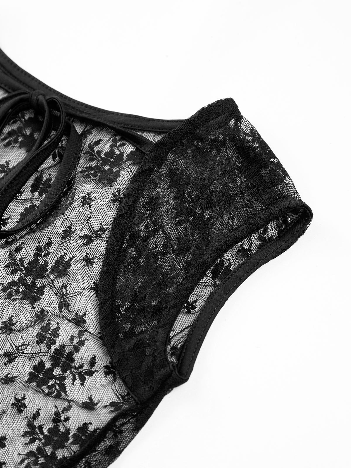 Floral Lace Mesh Cap Sleeve Blouse sold by COMMENSE product image thumbnail 3