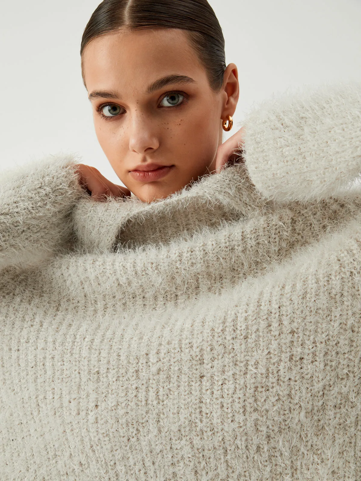 Turtleneck Fuzzy Sweater sold by COMMENSE product image thumbnail 4