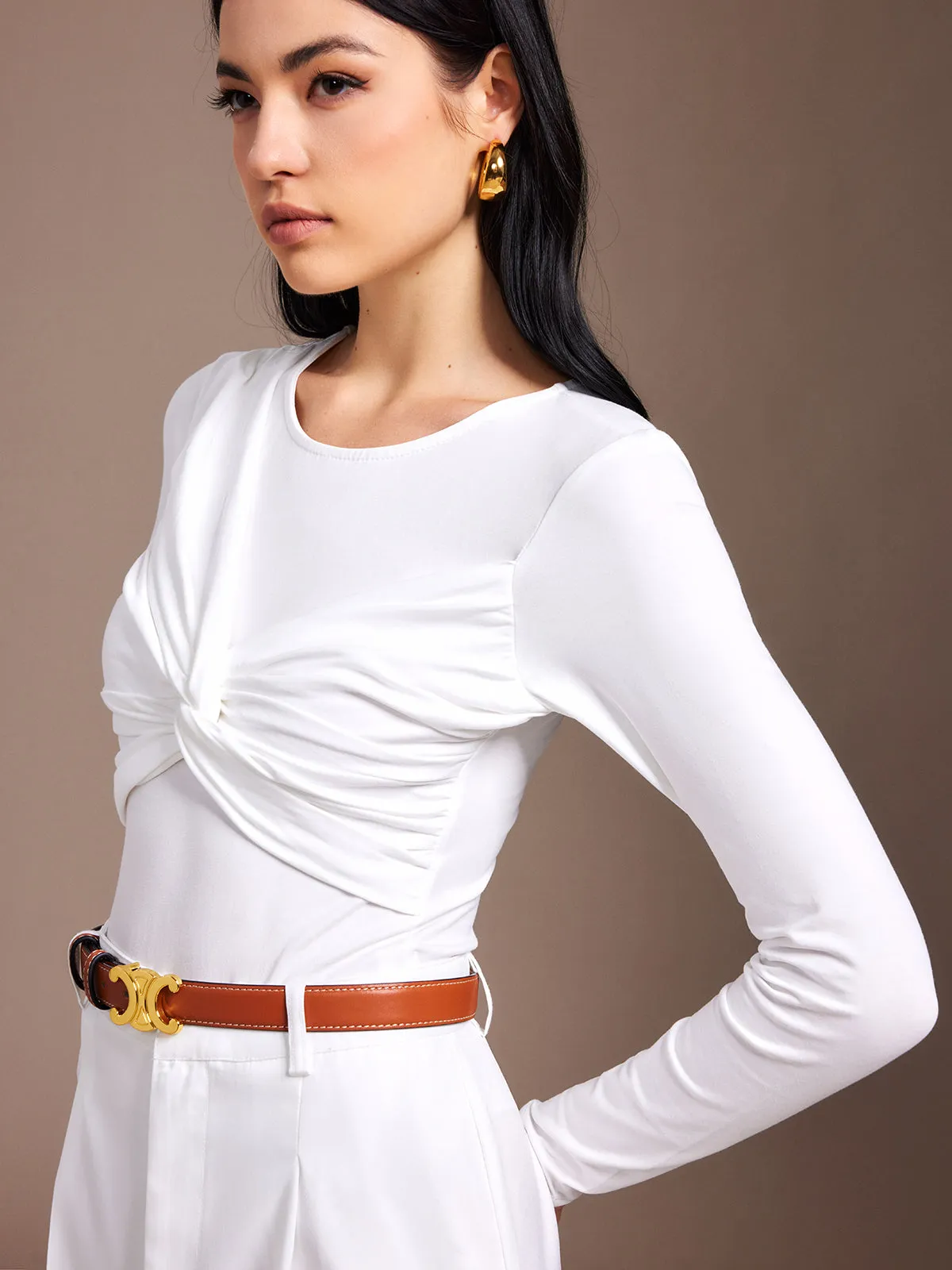 Knotted Pleated Bodysuit sold by COMMENSE product image thumbnail 2