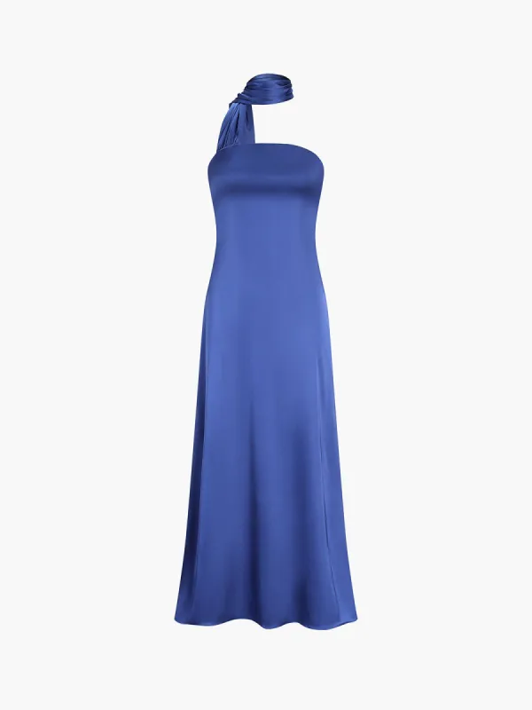 Coastal Beauty Satin Tube Zippered Midi Dress sold by COMMENSE
