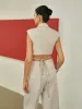 Minimalism Shoulder Pads Knotted Vest With Tailored Pants Set sold by COMMENSE