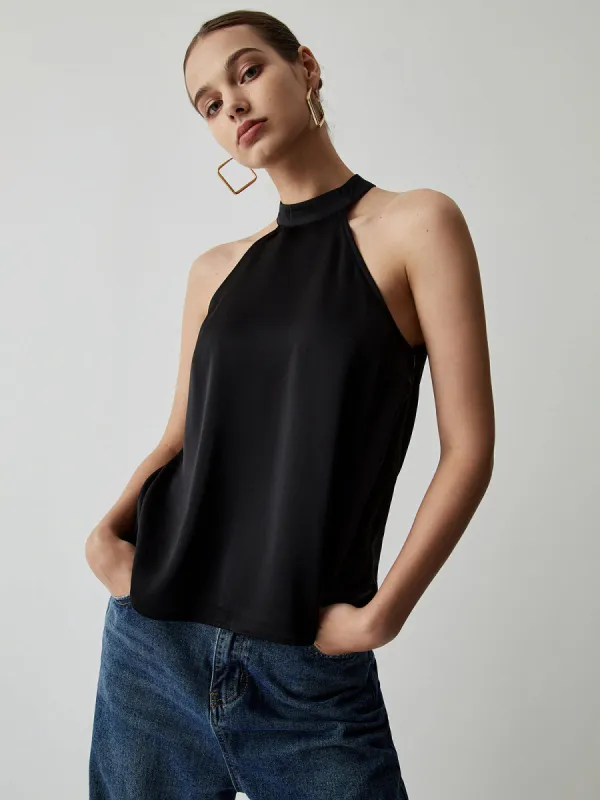 Halter Satin Tank Top sold by COMMENSE