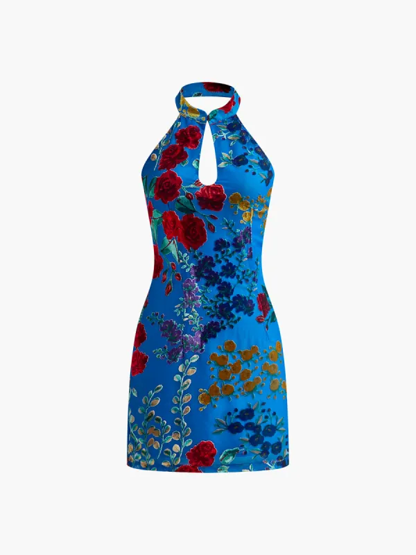Velvet Jacquard Backless Halter Dress sold by COMMENSE