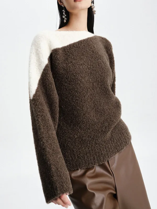 Wool-blend Colorblock Sweater sold by COMMENSE