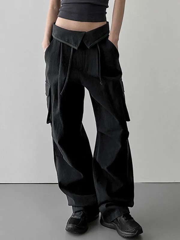 Contrast Trim Patchwork Pocket Cargo Pants sold by COMMENSE