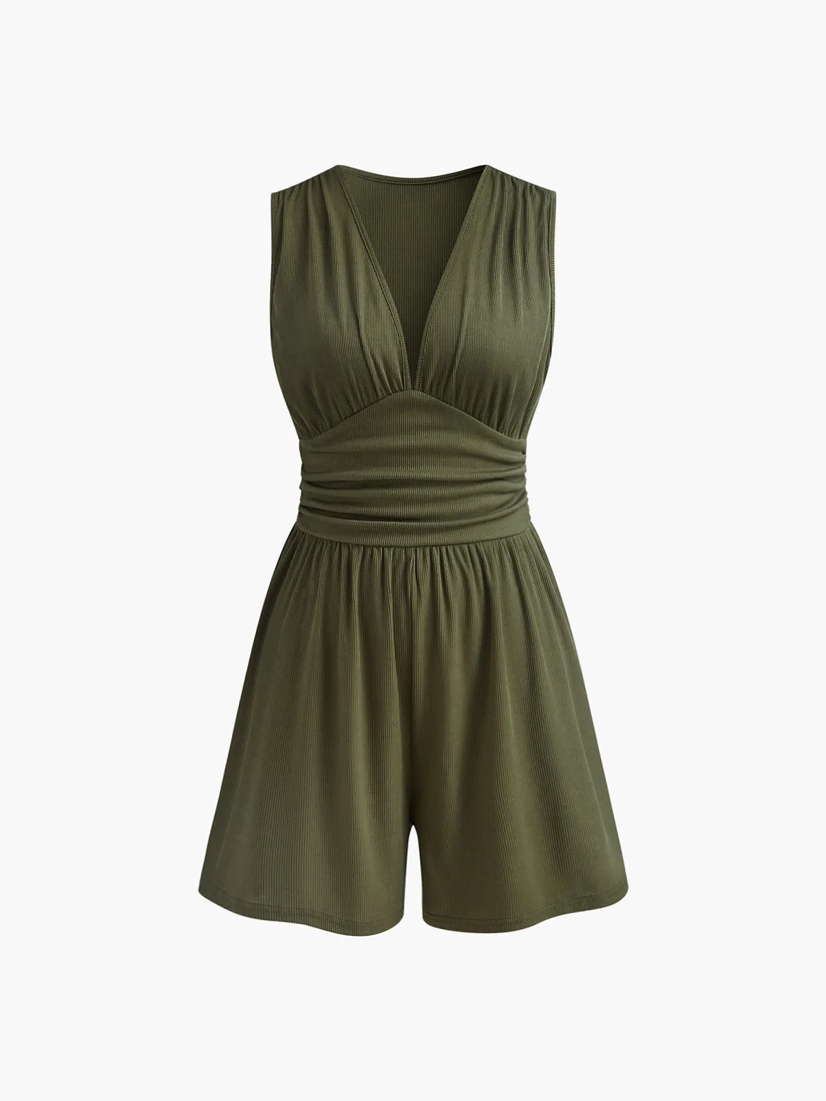 Sleeveless V-Neck Ribbed Jumpsuit sold by COMMENSE