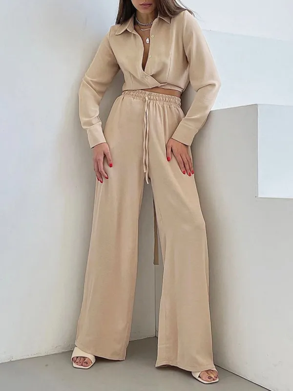 Wrap Tied Two Piece Pants Set sold by COMMENSE