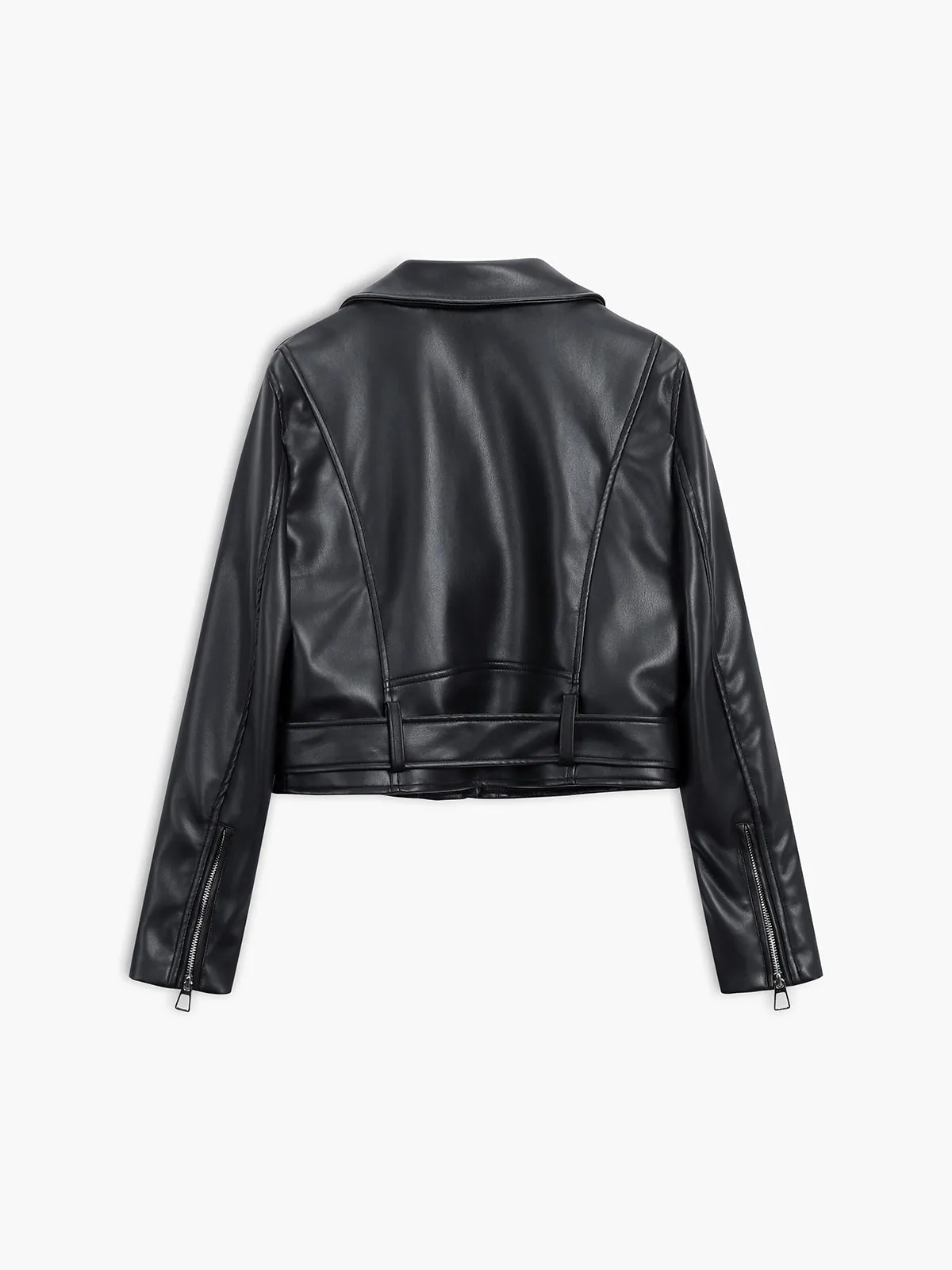 City Faux Leather Belted Jacket sold by COMMENSE product image thumbnail 2