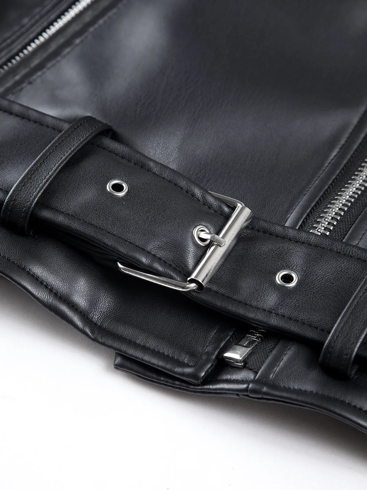 City Faux Leather Belted Jacket sold by COMMENSE product image thumbnail 3