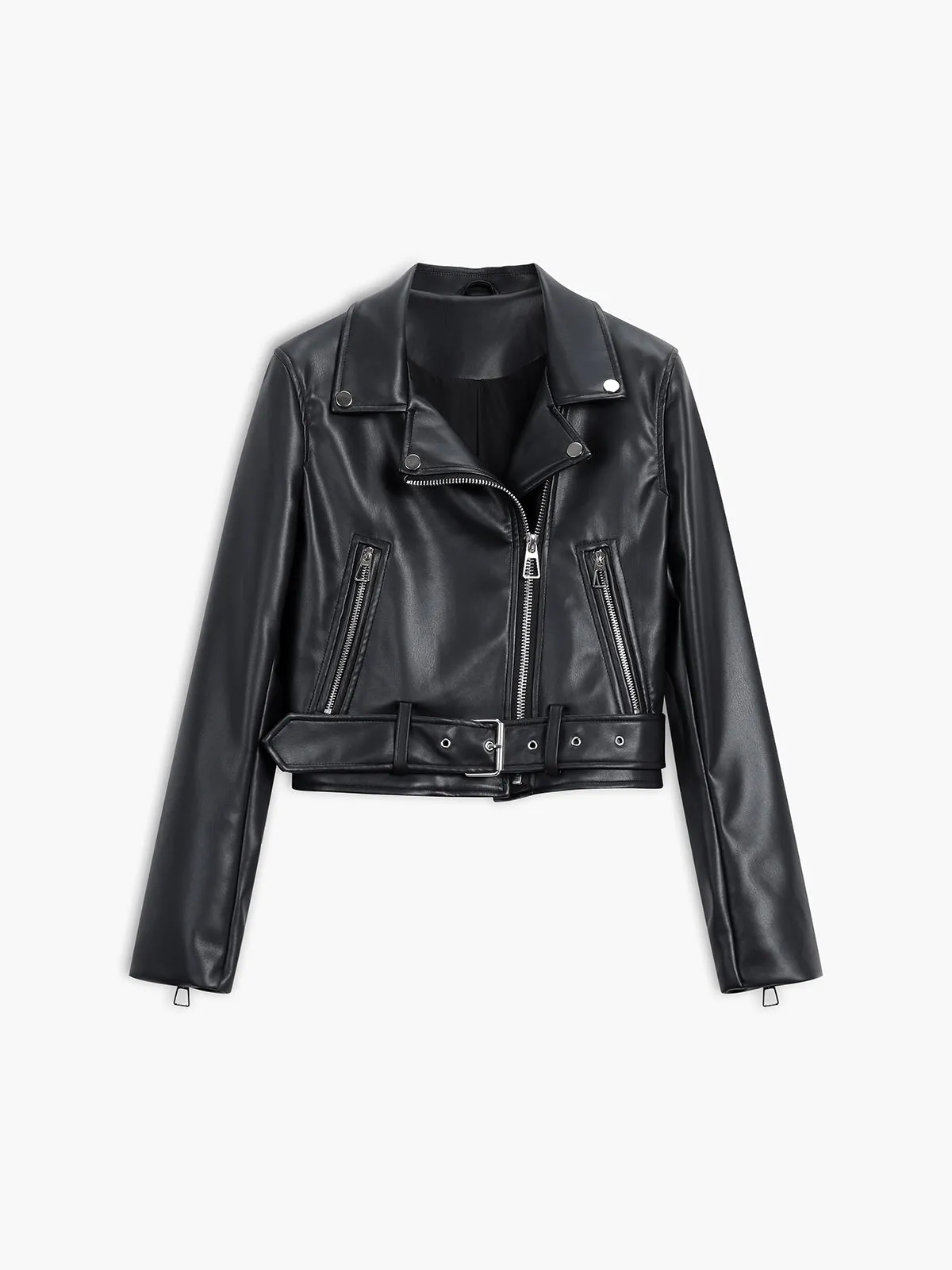 City Faux Leather Belted Jacket sold by COMMENSE