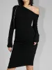 Asymmetric Off Shoulder Long Sleeve Midi Dress sold by COMMENSE