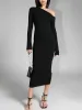 Asymmetric Off Shoulder Long Sleeve Midi Dress sold by COMMENSE
