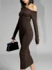Asymmetric Off Shoulder Long Sleeve Midi Dress sold by COMMENSE