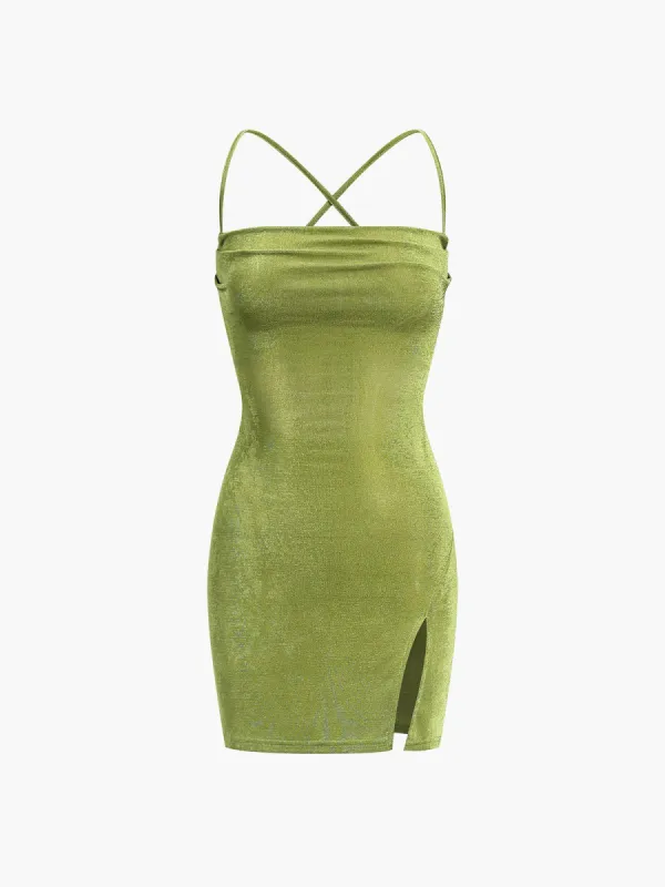 Summer Greens Open Back Short Dress sold by COMMENSE