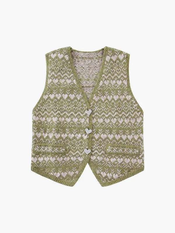 Cross My Heart Button Down Knit Vest sold by COMMENSE