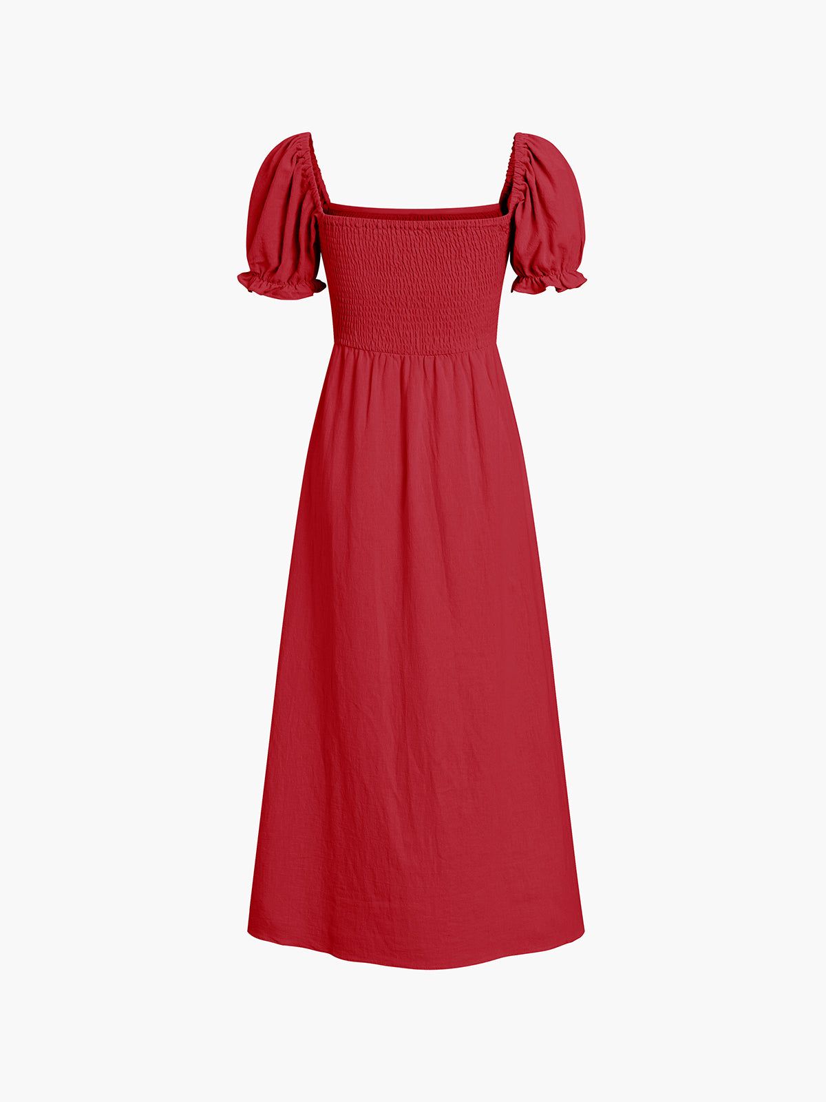 Smocked Puff Sleeve Midi Sundress sold by COMMENSE product image thumbnail 4