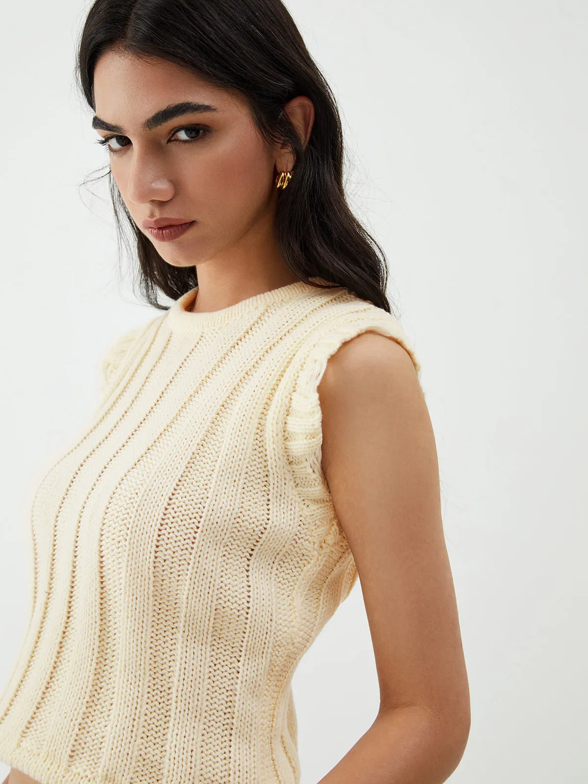 Drawstring Crochet Sweater Vest sold by COMMENSE product image thumbnail 4