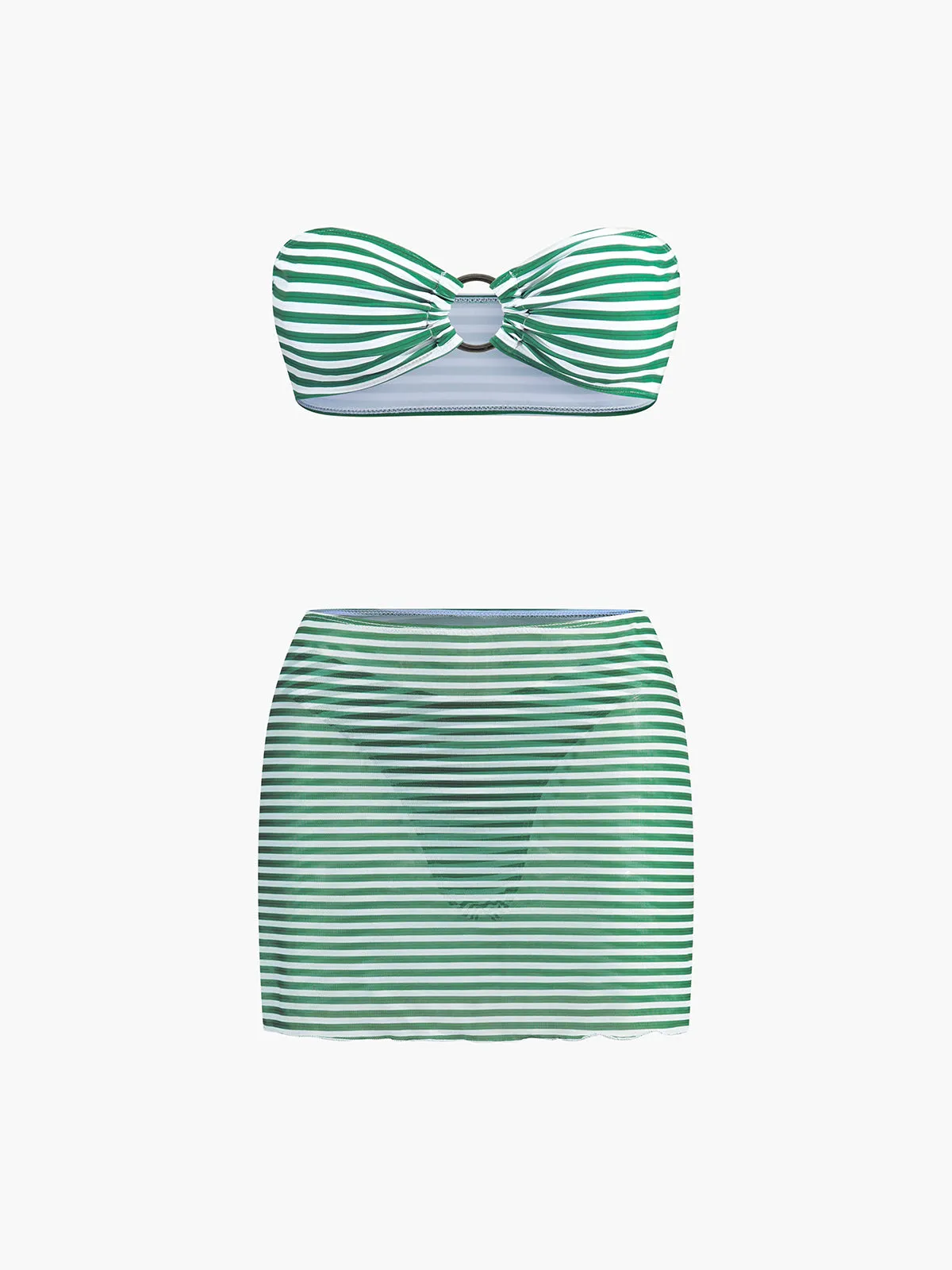 Stripe Bikini Set With Cover Up Skirt sold by COMMENSE product image thumbnail 4