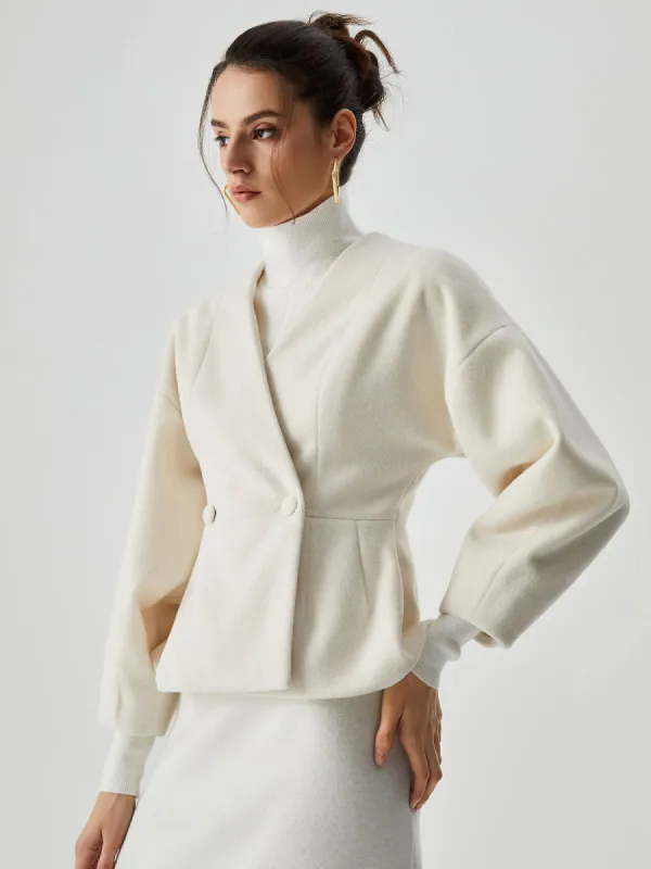 Solid Button Coat sold by COMMENSE