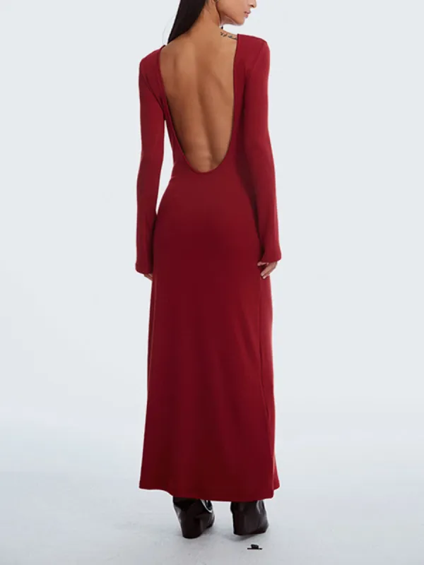 Open Back Long Sleeve Long Dress sold by COMMENSE
