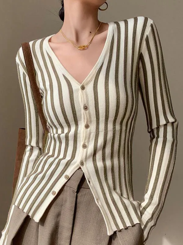 Pinstripe Button Down Cardigan sold by COMMENSE