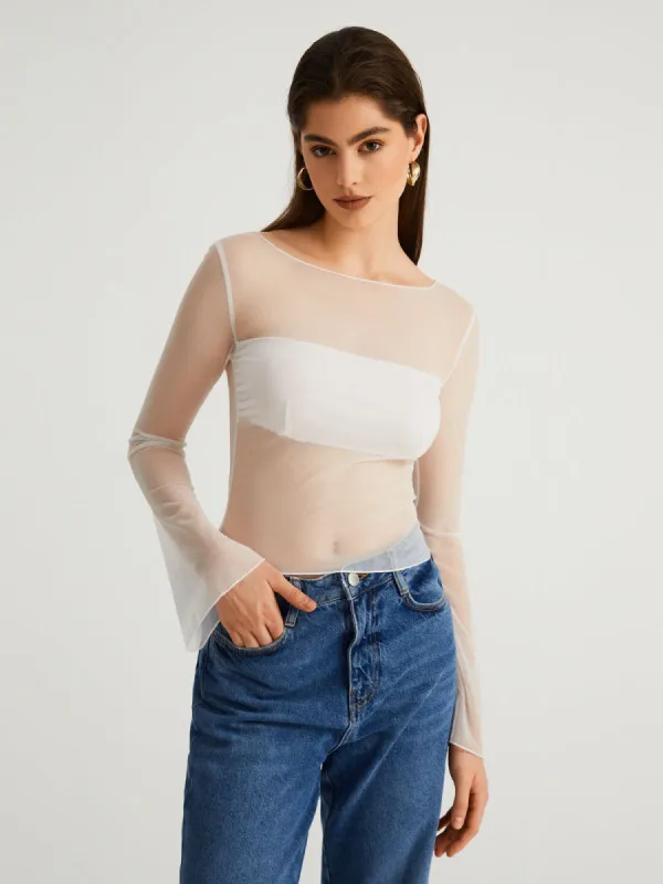 Combination Mesh Long Sleeve Shirt sold by COMMENSE