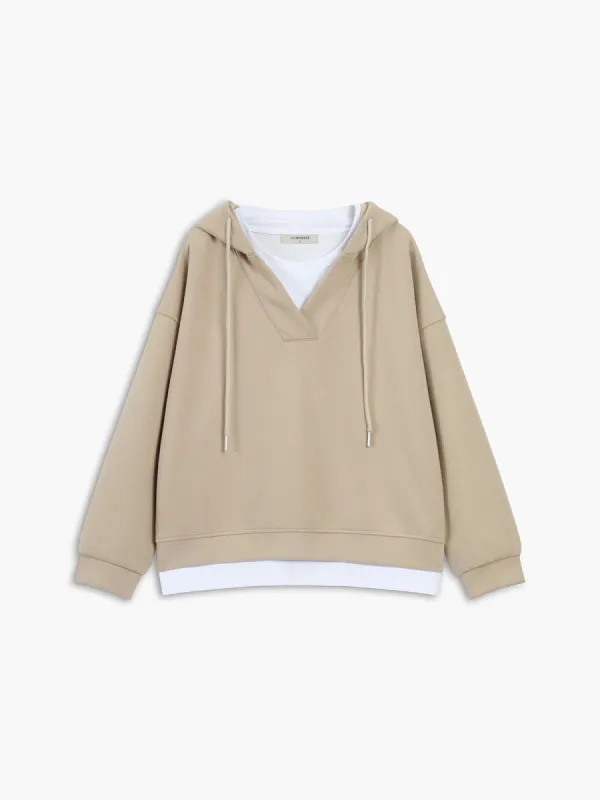 Faux Two-Piece Hoodie sold by COMMENSE