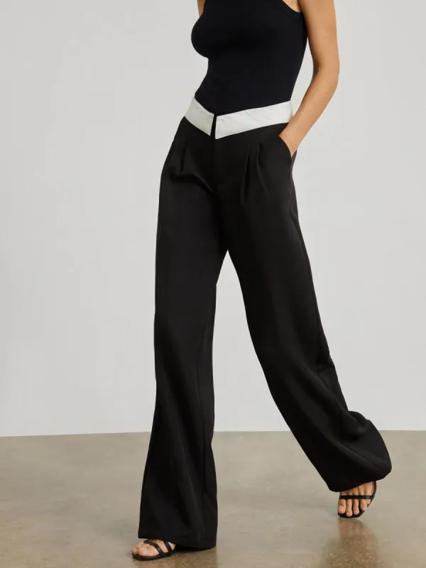 V Shape Contrast Waistband Wide Leg Pants sold by COMMENSE