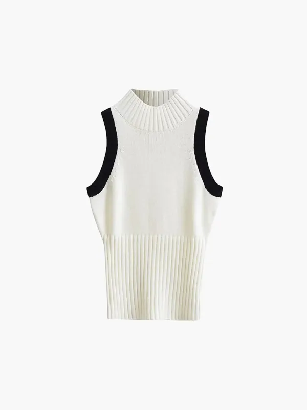Mock Turtleneck Sleeveless Sweater Vest sold by COMMENSE