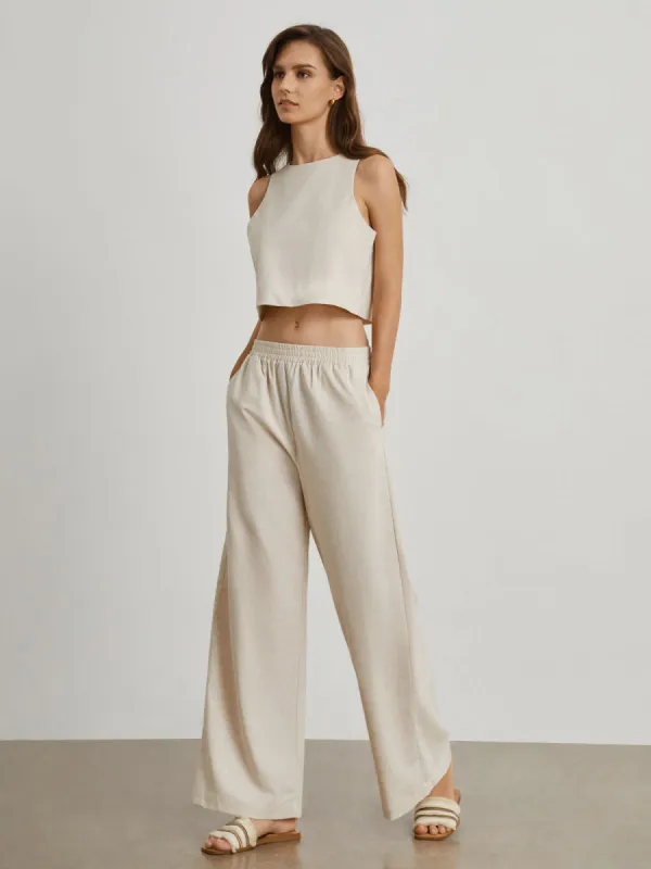 Catalina Cotton Linen Two Piece Pants Set sold by COMMENSE