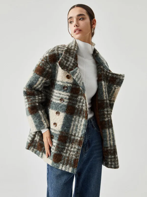 Tweed Contrast Color Coat sold by COMMENSE