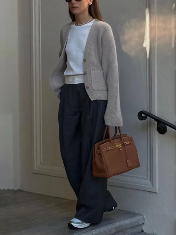 Casual Pocket Button-down Cardigan sold by COMMENSE