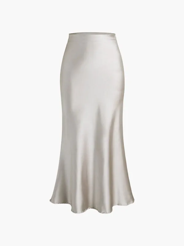 Satin Flowy Maxi Skirt sold by COMMENSE