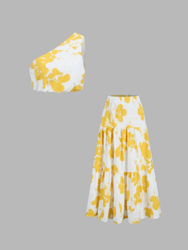 Plumeria Floral Two Piece Skirt Set sold by COMMENSE