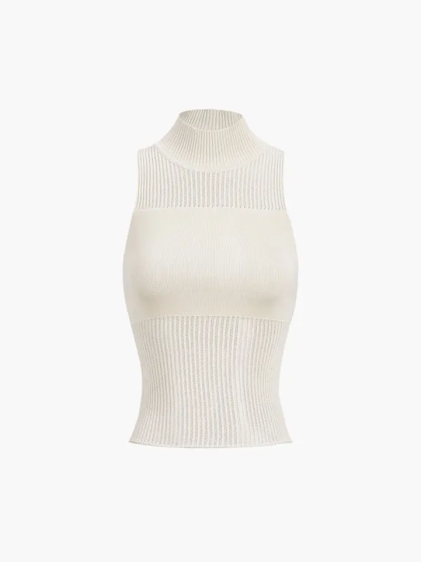 Mock Neck Rib Crop Top sold by COMMENSE