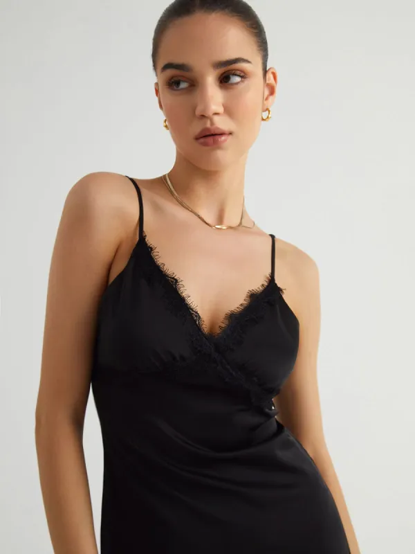 Midnight Secret Lace Slip Long Dress sold by COMMENSE