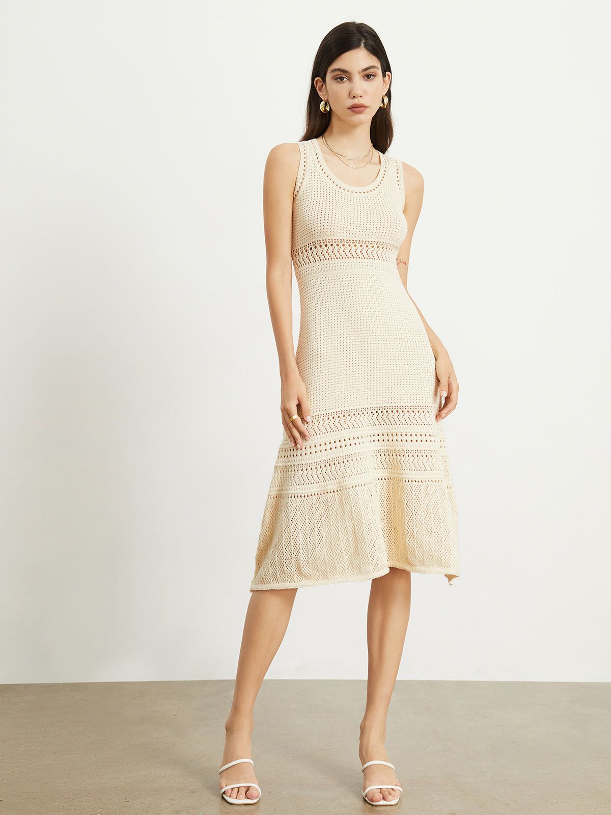 Aribella Crochet Eyelet Midi Dress sold by COMMENSE product image thumbnail 4